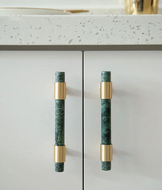 Natural Stone Cabinet Handles – Brass and Marble Wardrobe Knobs for Nordic Furniture