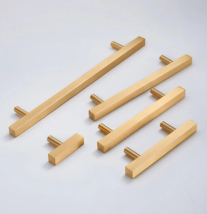 12x12mm Brass Wardrobe Handles – Modern Square Cabinet Pulls for Drawers and Dressers (50mm-380mm)