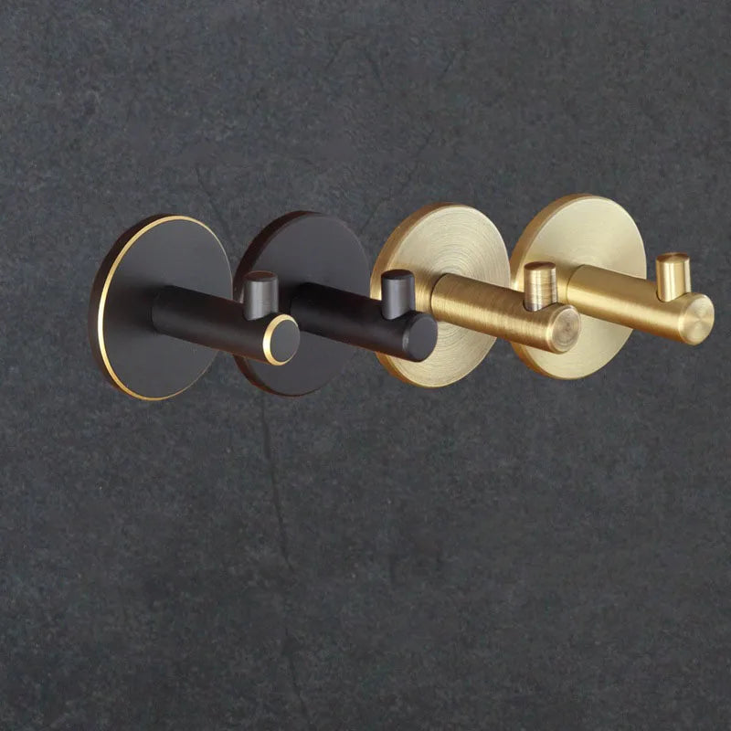 Brass Wall Hook – Gold and Black Towel Hanger for Bathroom, Kitchen, and Bedroom Storage