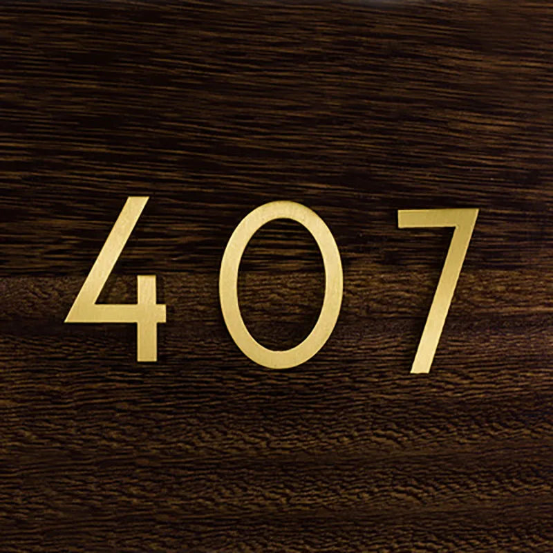 Golden Brass Door Numbers – Custom Decorative Wall Figures for Villas, Hotels, and Dormitories (5cm/7cm)