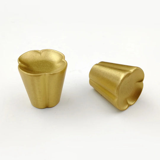 Solid Brass Flower Cabinet Knobs – Single Hole Drawer Handles for Wardrobes and Dressers