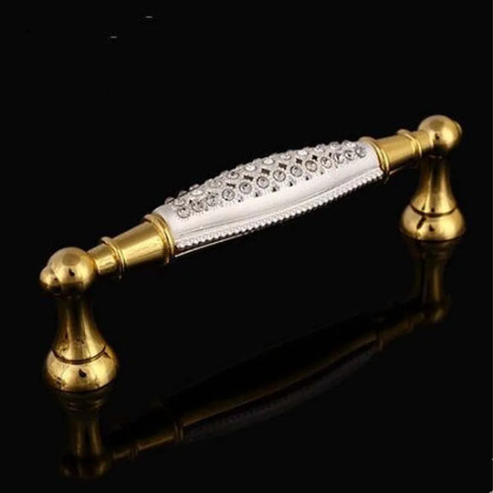 Deluxe 24K Gold Furniture Handle with K9 Crystal – Elegant Drawer Pull for Cabinets and Wardrobes (96mm)