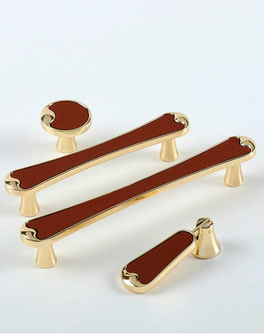 Modern Black and Red Leather Cabinet Handle – Sleek Zinc Alloy Drawer Pulls for Wardrobes and Cupboards (96mm/128mm)