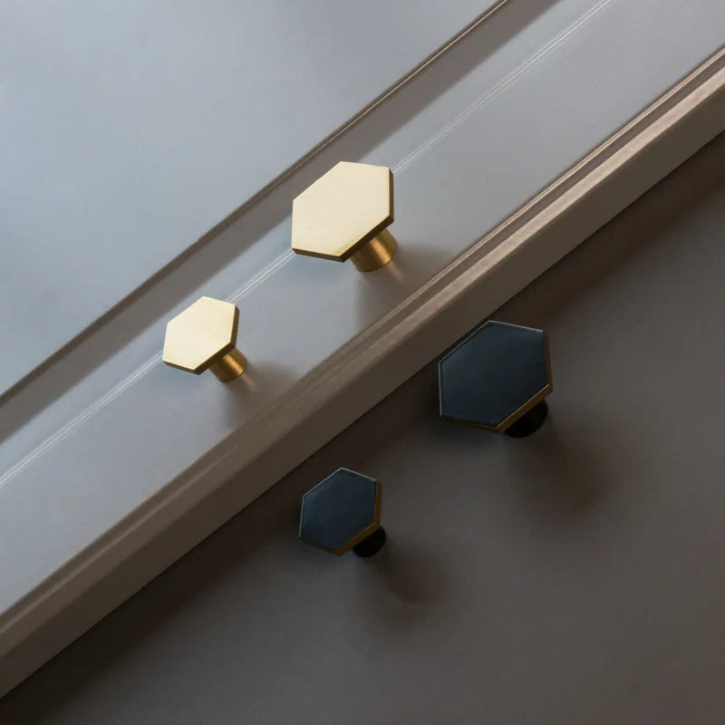 1 Piece - Mini Hexagon Gold Drawer Knob – Luxury Zinc Alloy Single Hole Handle for Cabinets and Doors