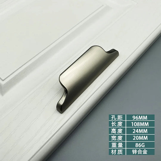 Luxury Zinc Alloy Curved Cabinet Handles - Modern Drawer Pulls for Wardrobes and Shoe Cabinets