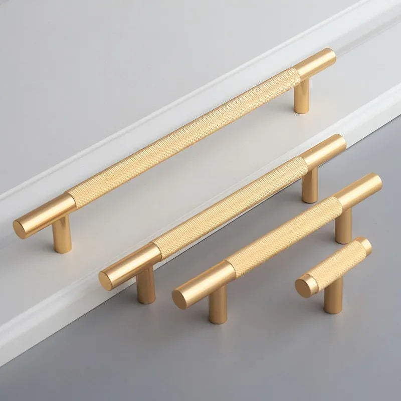 Long Knurled Aluminum Alloy Cabinet Handles – Kitchen Drawer Pulls and T-Bar Wardrobe Furniture Hardware