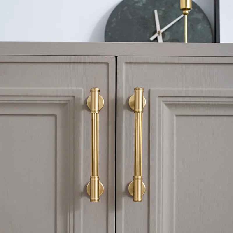 Gold Brass Vertical Linear Cabinet Handles – American-Style Wardrobe and Bar Pulls