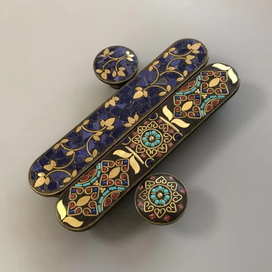 Ethnic Style Brass Art Handles – Vintage Cabinet and Drawer Pulls with Nepalese Craftsmanship