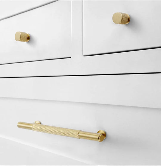 Gold Brass Cabinet Handles – Liner Knobs and Kitchen Drawer Bar Pulls for Furniture