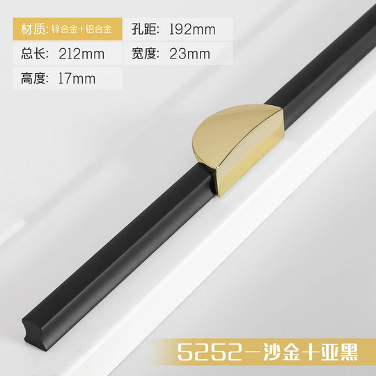 Black and Gold Cabinet Pulls - Double Color Aluminum Zinc Alloy Handles for Wardrobes and Kitchens