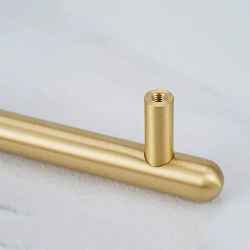 Satin Gold Brass Wardrobe Handles – Modern Drawer Knobs and Cabinet Bar Pulls (50mm-260mm)