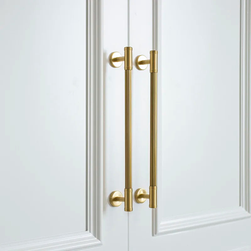 Gold Brass Vertical Linear Cabinet Handles – American-Style Wardrobe and Bar Pulls