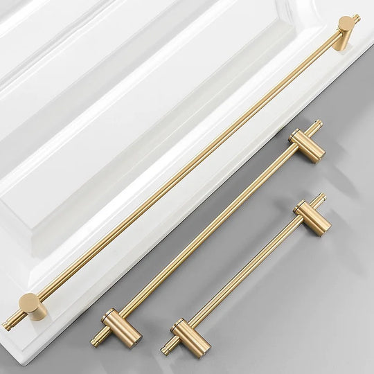 Long Gold and Black Brass Cabinet Handles – Adjustable Drawer Bar and Glass Door Pulls (265mm-1000mm)