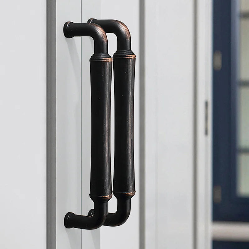 Retro Bronze and Black-Red Cabinet Handles - Nordic Square Zinc Alloy Pulls for Wardrobes and Furniture