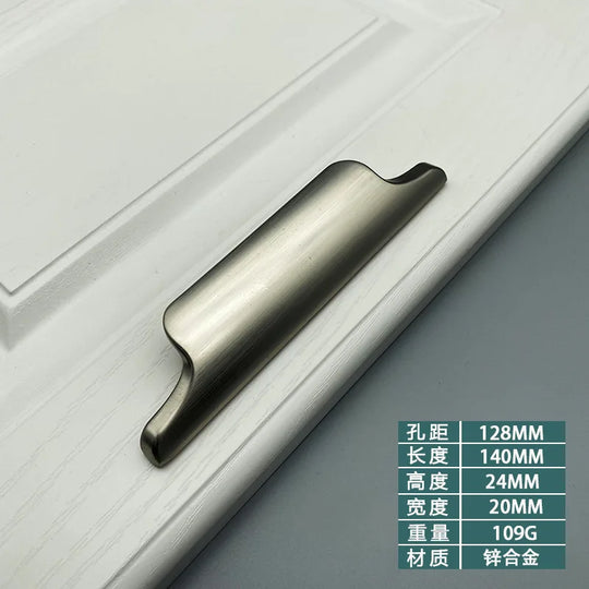 Luxury Zinc Alloy Curved Cabinet Handles - Modern Drawer Pulls for Wardrobes and Shoe Cabinets