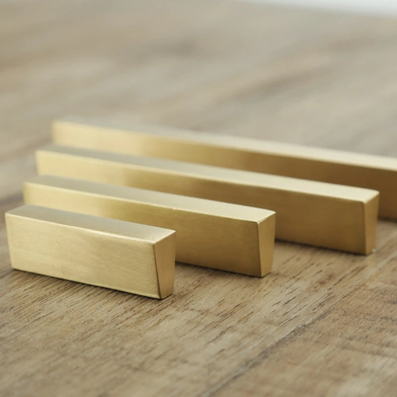 Brass Trapezoidal Cabinet Handles - High-End Golden Drawer Pulls for Wardrobes and Furniture