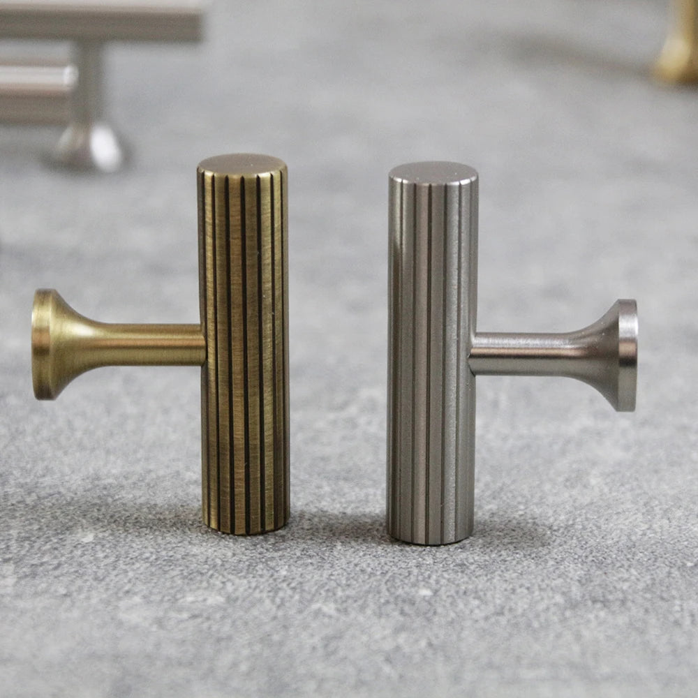 Nickel Brass Art Deco Kitchen Cabinet Knobs and T-Bars – Brushed Silver Drawer Pulls and Wardrobe Handles