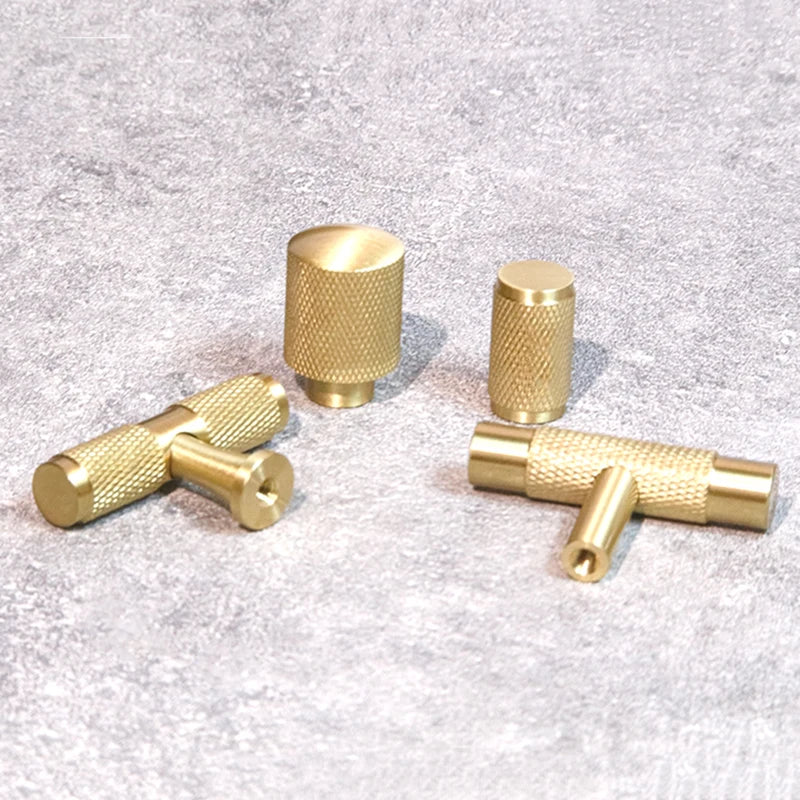 Knurled Brass T-Bar Handles – Modern Cabinet Knobs and Kitchen Cupboard Pulls