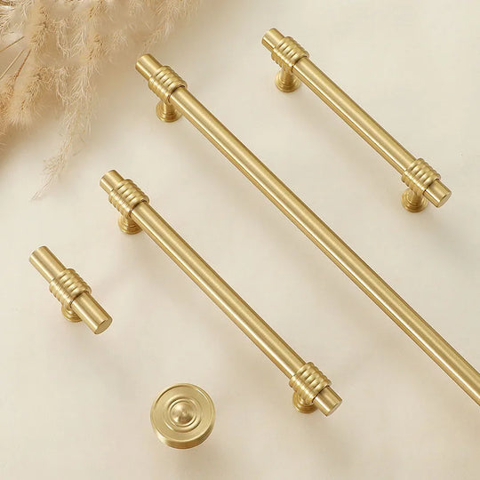 Satin Gold Furniture Handle – Solid Brass Cabinet Knobs and Drawer Pulls (50mm-358mm)