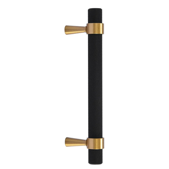 Solid Brass Knurled Cabinet Handles – Gold and Black Wardrobe Knobs and Drawer Pulls