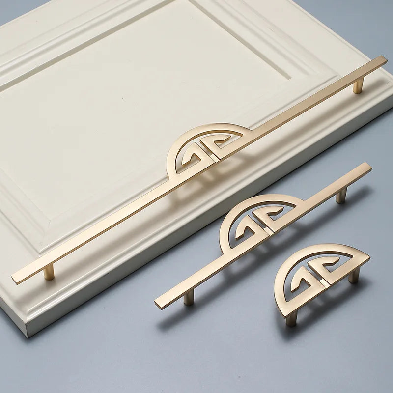 New Chinese-Style Zinc Alloy Cabinet Handles – Elegant Gold Pulls for Wardrobes, Drawers, and Cupboards