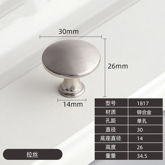 Modern Zinc Alloy Drawer Knobs - Single Hole Cabinet Handles for Dresser and Shoe Cabinets