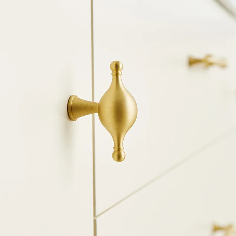 Satin Brass Cabinet Handles – Modern Ball Design Wardrobe Knobs and Drawer Pulls (French Style)