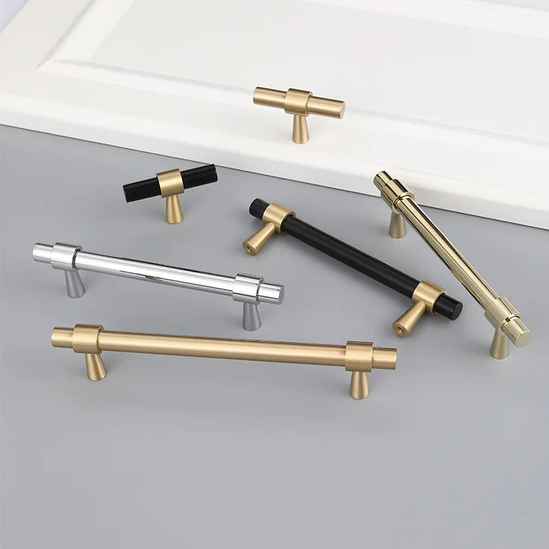 Nordic Brass Furniture Handles – Gold, Black, Chrome Cabinet Bar Pulls (50mm-500mm)