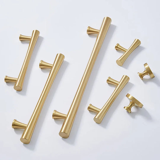 Gold Brass Dresser Handles – Modern Cabinet Pulls and Drawer Knobs for Kitchen and Furniture