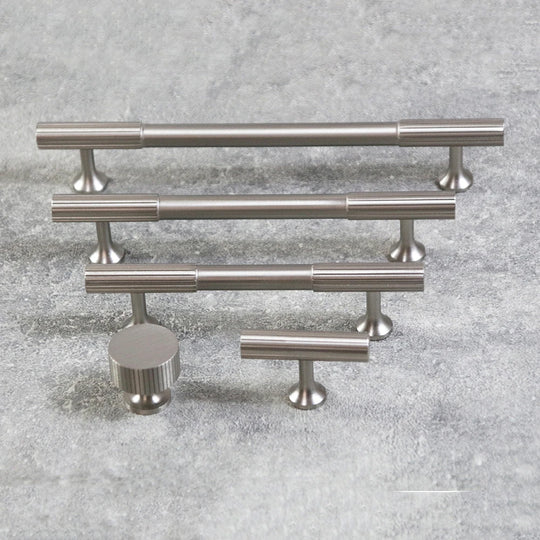 Nickel Brass Art Deco Kitchen Cabinet Knobs and T-Bars – Brushed Silver Drawer Pulls and Wardrobe Handles