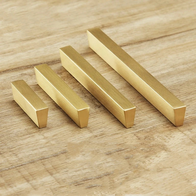 Brass Trapezoidal Cabinet Handles - High-End Golden Drawer Pulls for Wardrobes and Furniture