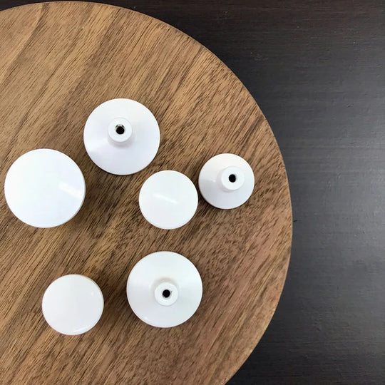 White Brass Cabinet Knobs – Round Drawer Pulls for Wardrobes and Furniture Doors