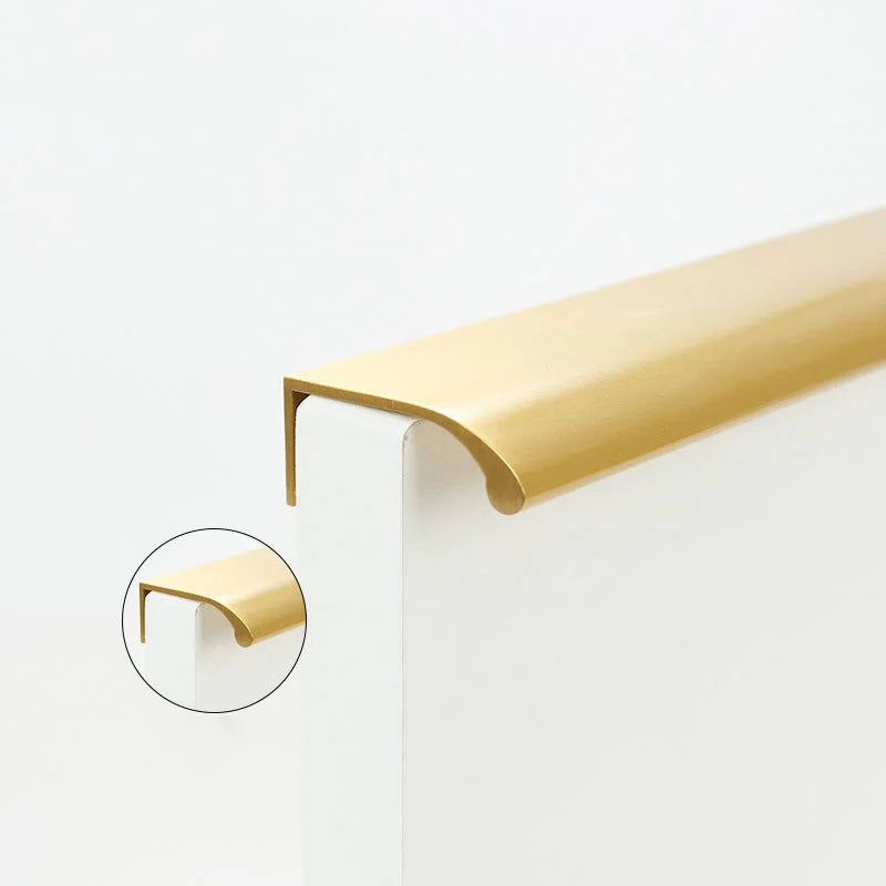 Long Hidden Brass Handle Invisible Solid Brass Pull for Kitchen Cabinet Gold Drawer Knobs Furniture Door Handles