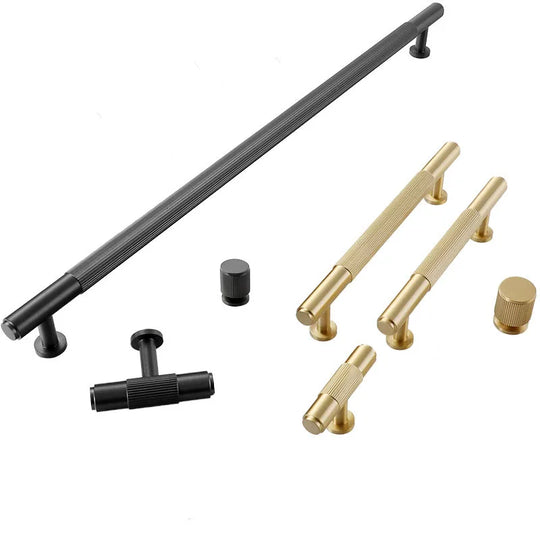 Gold Brass Cabinet Handles – Liner Knobs and Kitchen Drawer Bar Pulls for Furniture