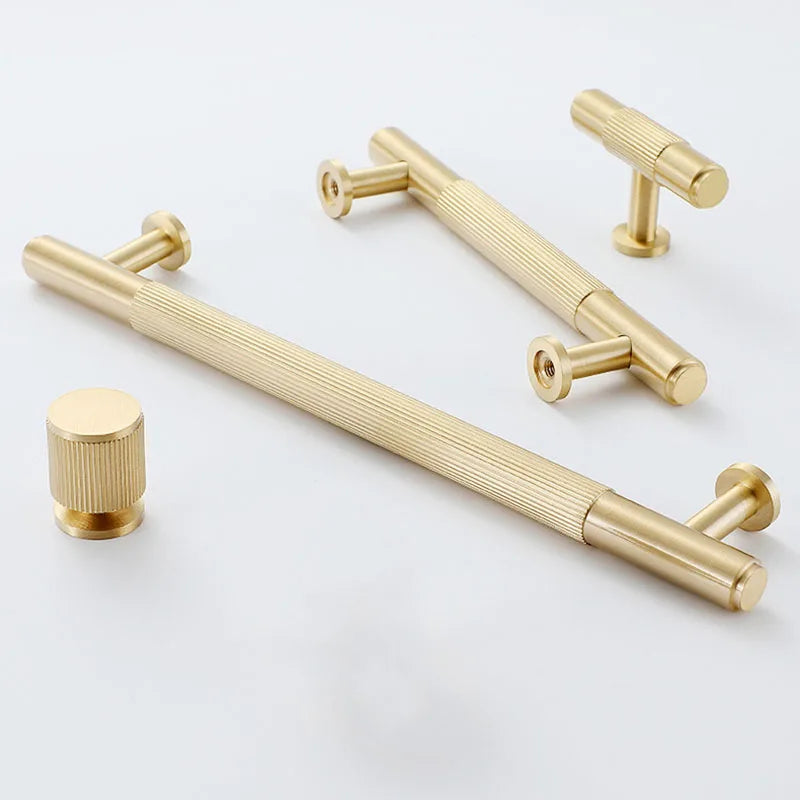 Gold Brass Cabinet Handles – Liner Knobs and Kitchen Drawer Bar Pulls for Furniture