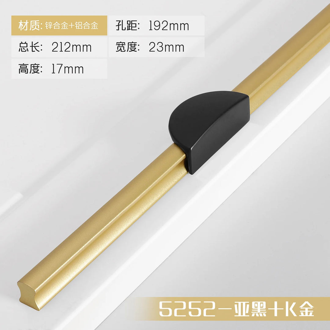 Black and Gold Cabinet Pulls - Double Color Aluminum Zinc Alloy Handles for Wardrobes and Kitchens