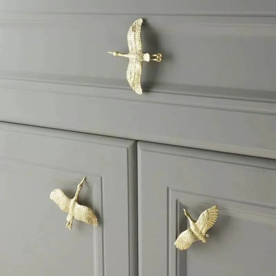 Wild Goose Brass Cabinet Handles - Nordic Copper Drawer Pulls for Wardrobes and Kitchen Cupboards