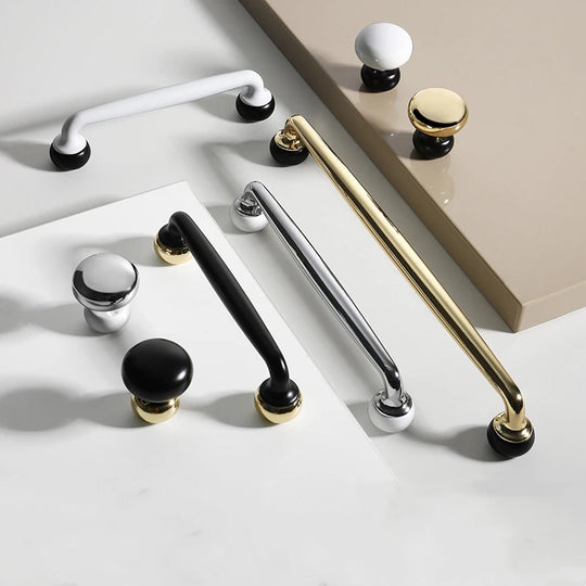 Modern Double-Color Cabinet Handles - Zinc Alloy Drawer Pulls for Cupboards and Furniture