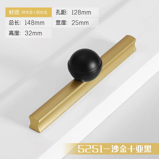 Black and Gold Cabinet Pulls - Double Color Aluminum Zinc Alloy Handles for Wardrobes and Kitchens