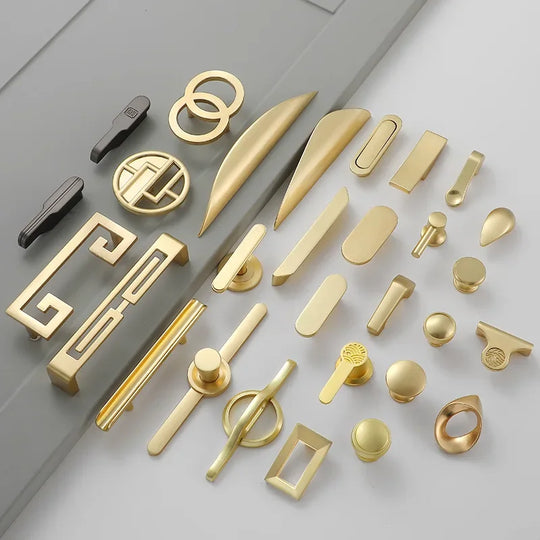 Modern Gold Kitchen Cupboard Drawer Handles – Chinese Style Decorative Knobs