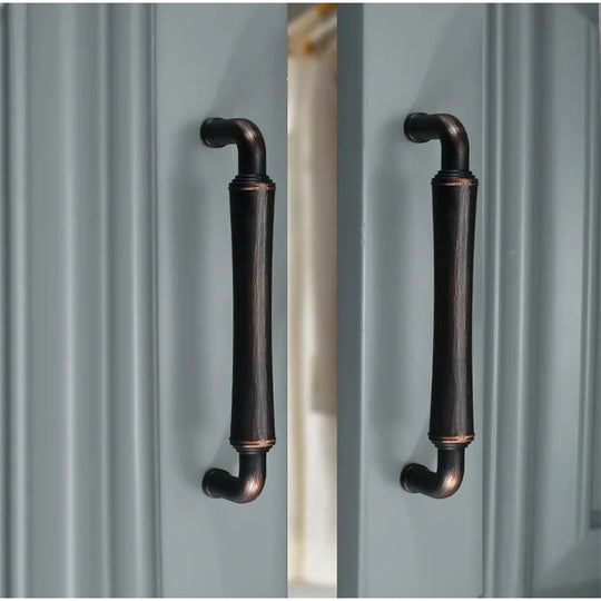 Retro Bronze and Black-Red Cabinet Handles - Nordic Square Zinc Alloy Pulls for Wardrobes and Furniture