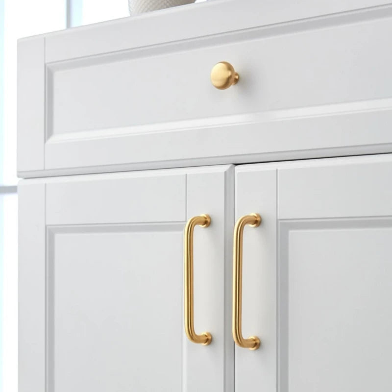 Solid Brass Cabinet Handles - Modern Golden Drawer Pulls for Dresser, Wardrobe, and Kitchen Cupboards