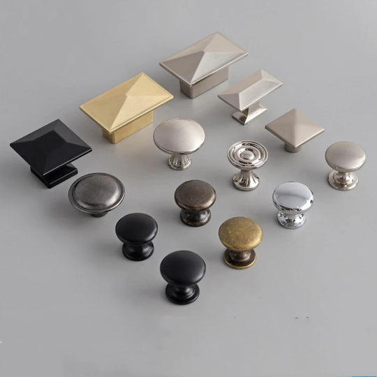 Modern Zinc Alloy Drawer Knobs - Single Hole Cabinet Handles for Dresser and Shoe Cabinets