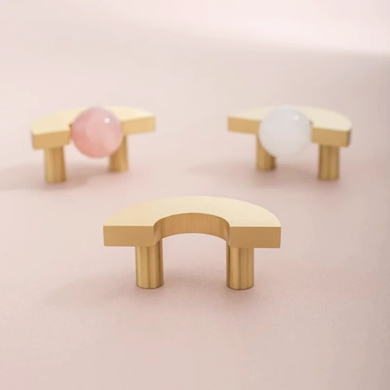 Solid Brass Acrylic Cabinet Handles and Knobs – Elegant Pulls for Drawers, Dressers, and Bathroom Furniture