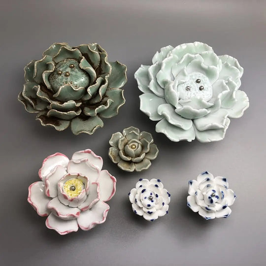 Handmade Ceramic Flower Knobs – Creative Cabinet and Drawer Knobs for Furniture Accessories