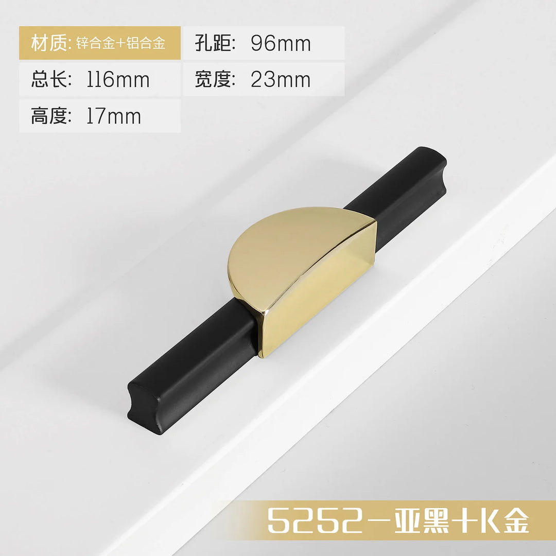 Black and Gold Cabinet Pulls - Double Color Aluminum Zinc Alloy Handles for Wardrobes and Kitchens