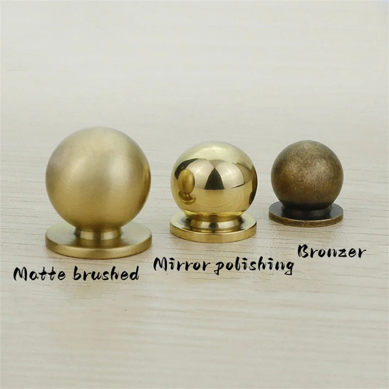 Solid Brass Ball Cabinet Knobs - Vintage Single-Hole Wardrobe and Drawer Handles