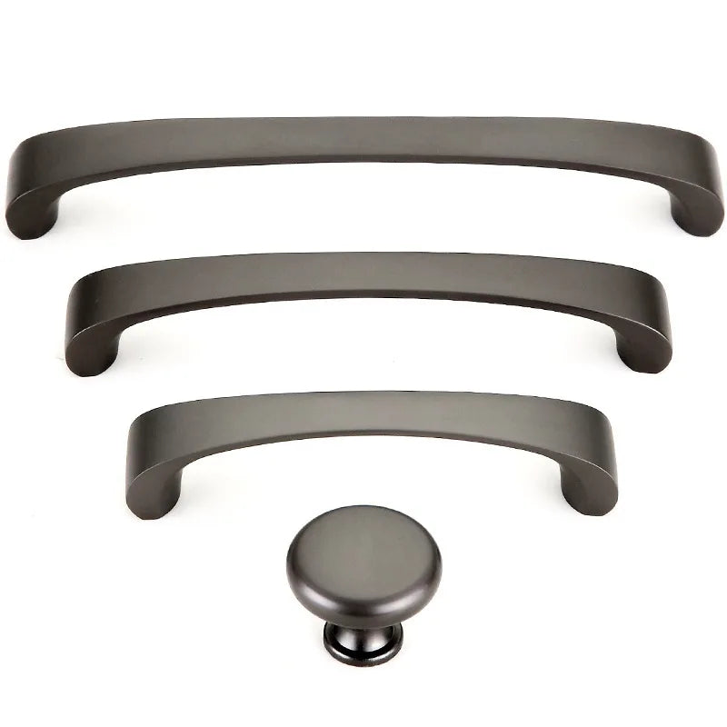 Modern Minimalist Pearl Black Cabinet Handles – European Style Wardrobe and Drawer Pulls