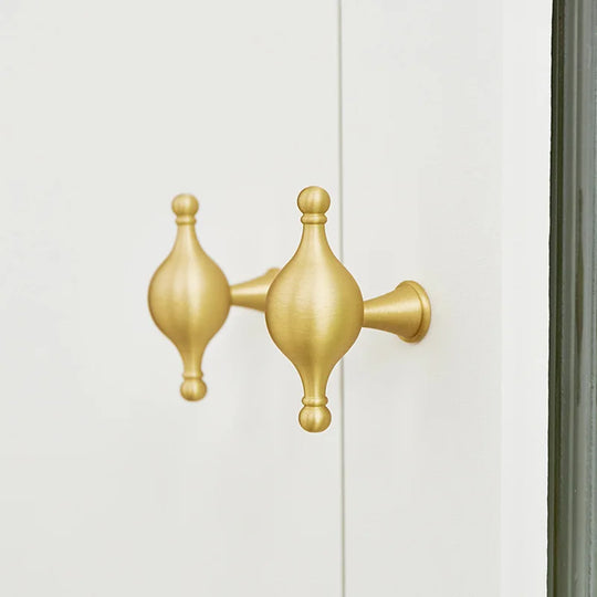 Satin Brass Cabinet Handles – Modern Ball Design Wardrobe Knobs and Drawer Pulls (French Style)