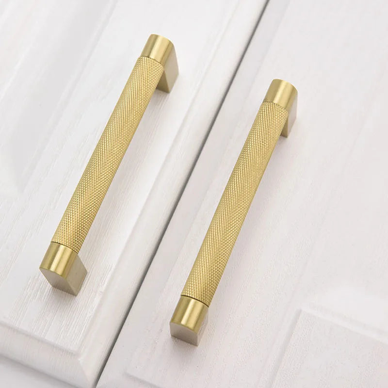 Gold Knurled Cabinet Handles – Textured Furniture Door Knobs and Wardrobe Pulls